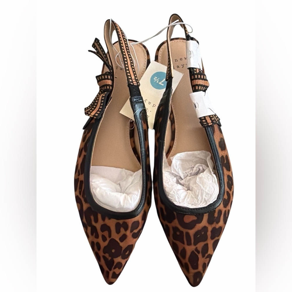 Women's London Sling Back Leopard Print Flats - A New Day NWT